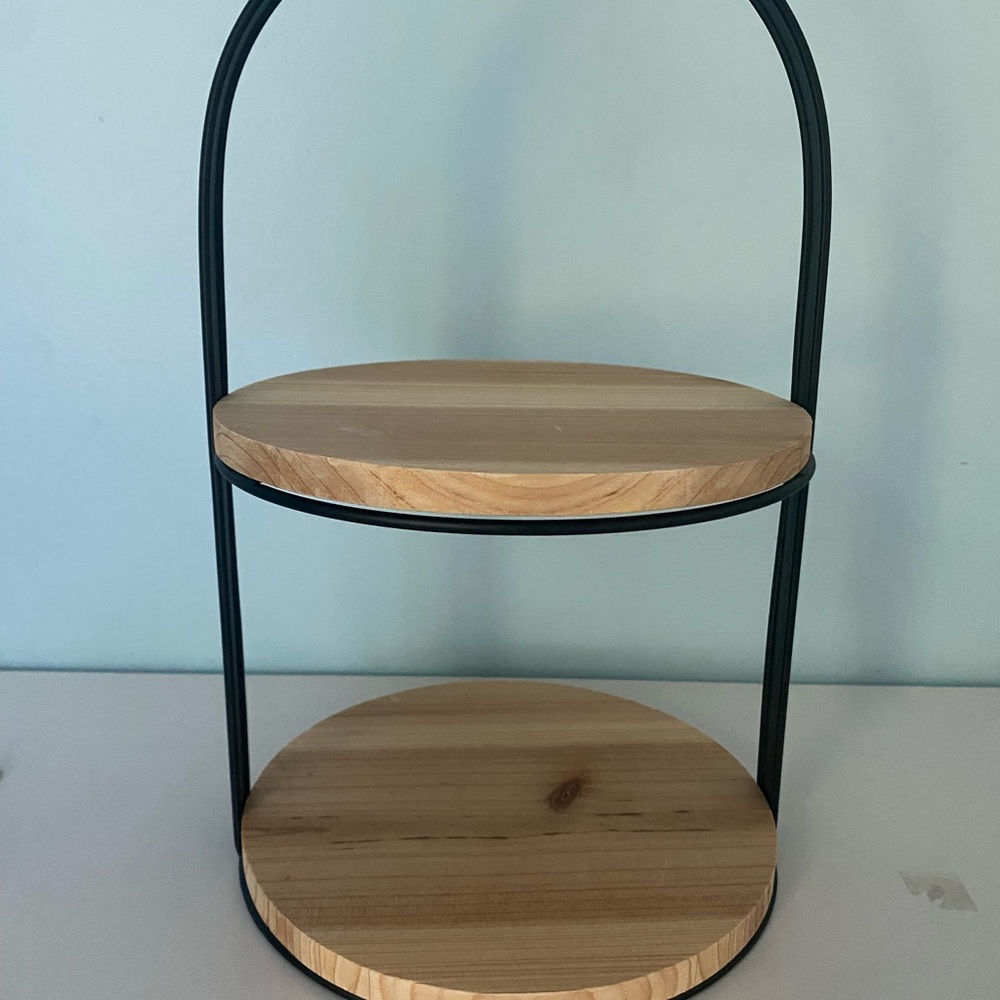 Two-Tier Black and Wood Stand